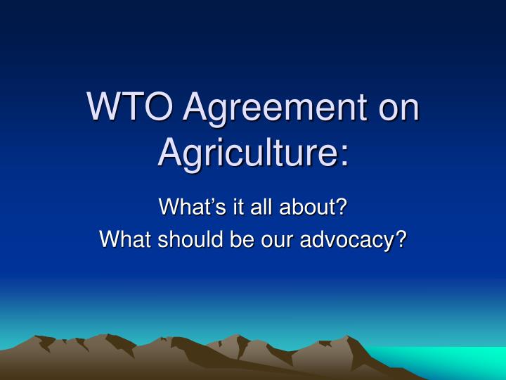 wto agreement on agriculture