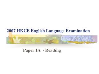 2007 HKCE English Language Examination
