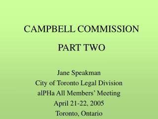 CAMPBELL COMMISSION PART TWO