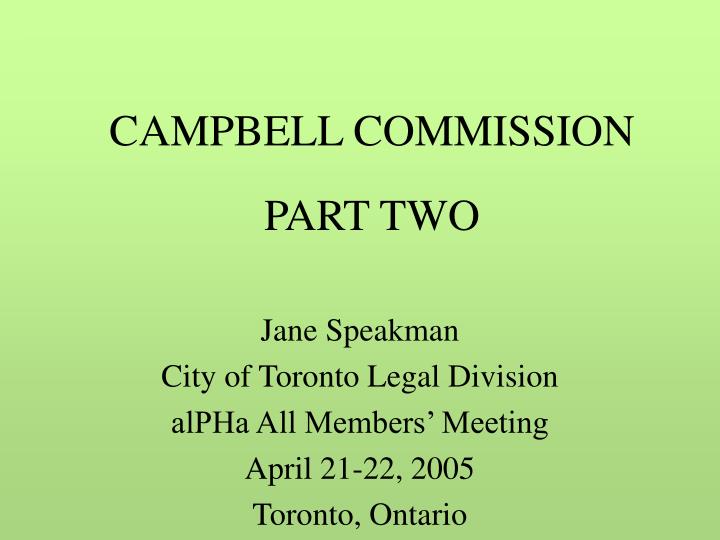 campbell commission part two