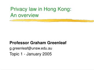 Privacy law in Hong Kong: An overview