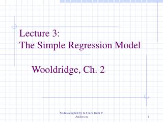 Lecture 3: The Simple Regression Model