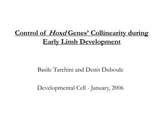 control of hoxd genes collinearity during early limb development
