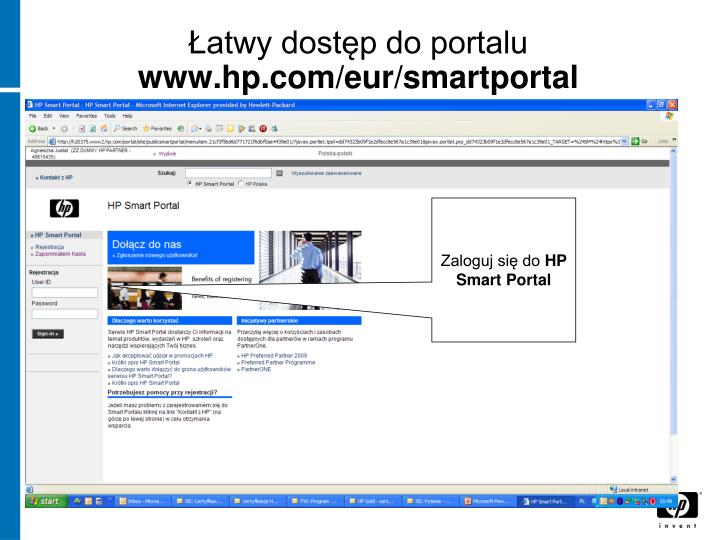atwy dost p do portalu www hp com eur smartportal
