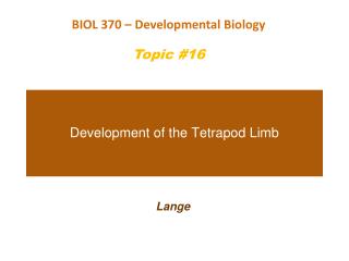 Development of the Tetrapod Limb
