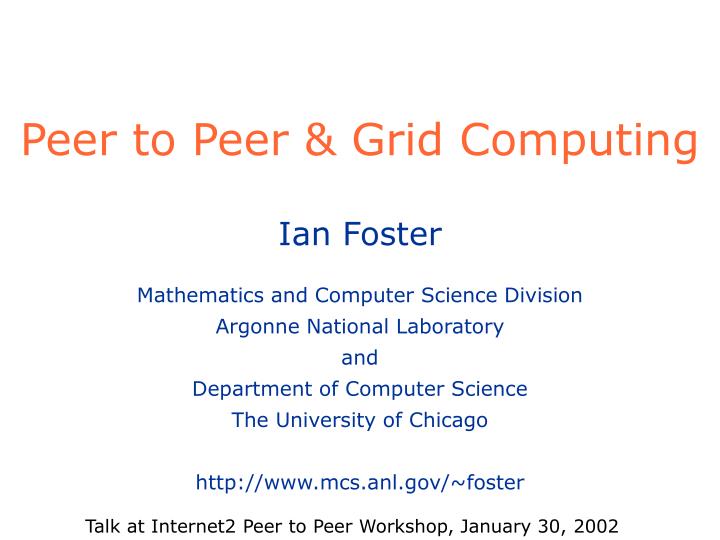 peer to peer grid computing