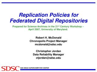 Replication Policies for Federated Digital Repositories