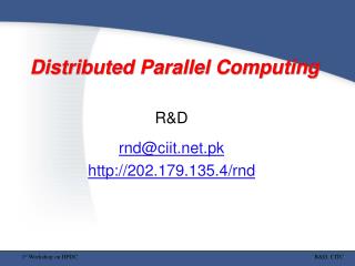 Distributed Parallel Computing