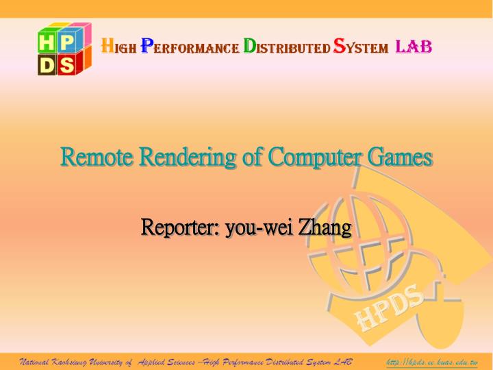 remote rendering of computer games