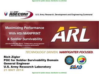 M aximizing Performance With HSI/MANPRINT &amp; Soldier Survivability
