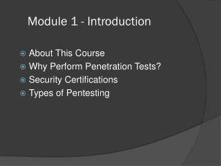 Module 1 - Introduction
