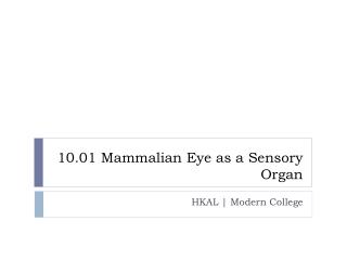 10.01 Mammalian Eye as a Sensory Organ