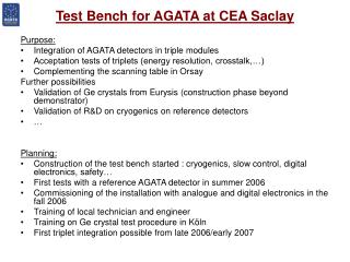 Purpose: Integration of AGATA detectors in triple modules