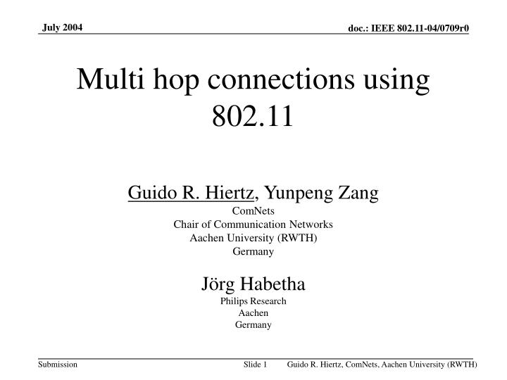 multi hop connections using 802 11