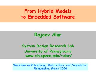 From Hybrid Models to Embedded Software