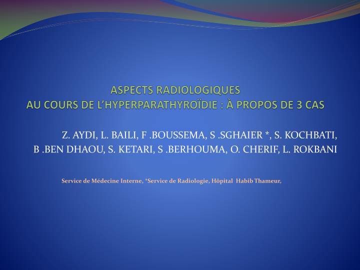 aspects radiologiques au cours de l hyperparathyro die propos de 3 cas