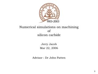 Numerical simulations on machining of silicon carbide