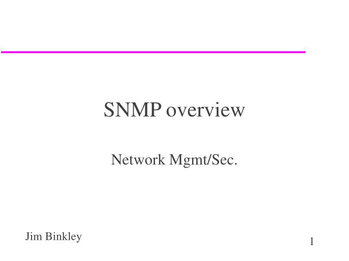 snmp overview