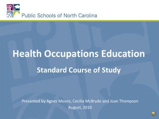 Health Occupations Education Standard Course of Study