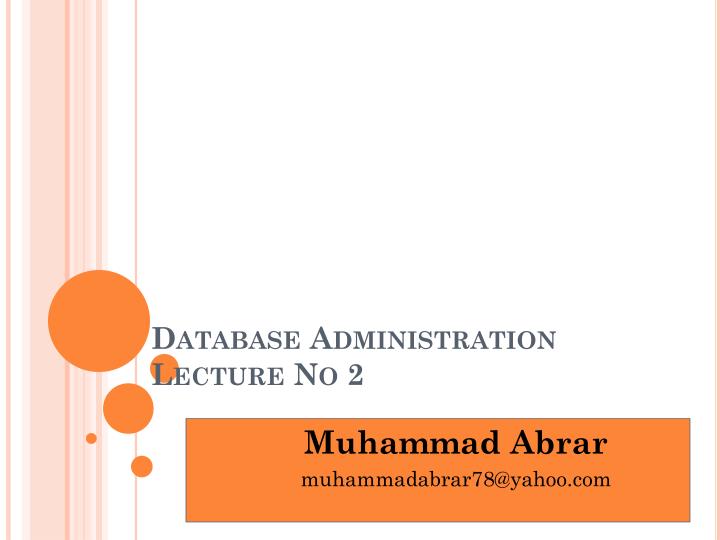 database administration lecture no 2
