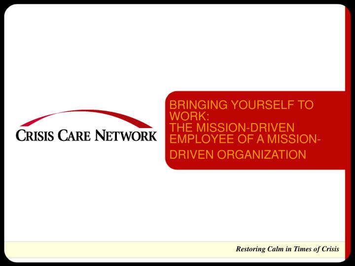 bringing yourself to work the mission driven employee of a mission driven organization