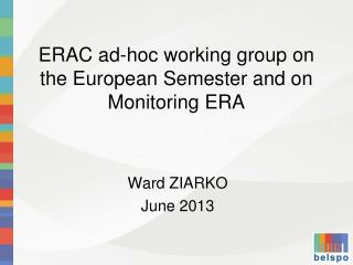 ERAC ad-hoc working group on the European Semester and on Monitoring ERA