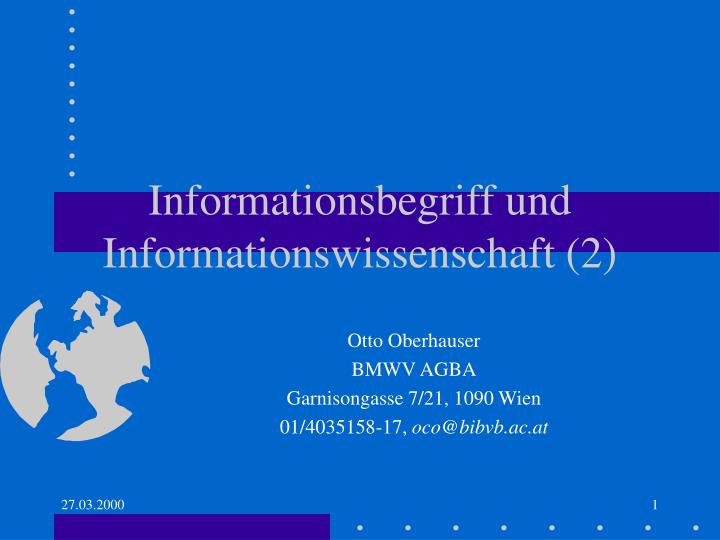 informationsbegriff und informationswissenschaft 2