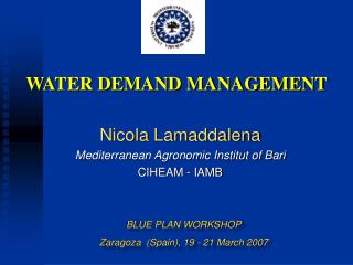 WATER DEMAND MANAGEMENT