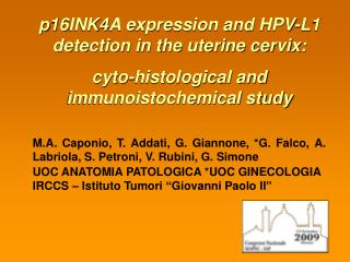 p16INK4A expression and HPV-L1 detection in the uterine cervix: