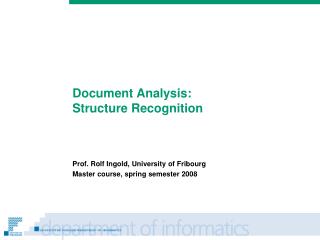 Document Analysis: Structure Recognition