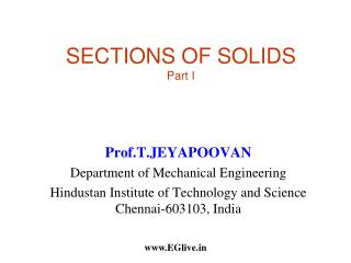 SECTIONS OF SOLIDS Part I