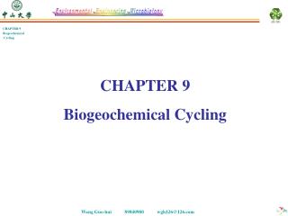 CHAPTER 9 Biogeochemical Cycling