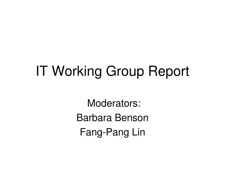 it working group report