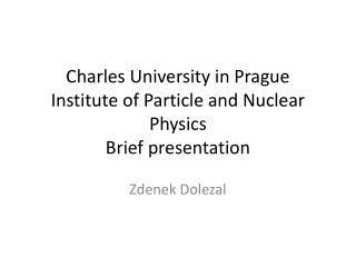 Charles University in Prague Institute of Particle and Nuclear Physics Brief presentation