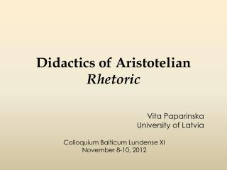 Didactics of Aristotelian Rhetoric