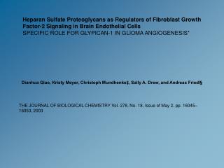 Heparan Sulfate Proteoglycans as Regulators of Fibroblast Growth