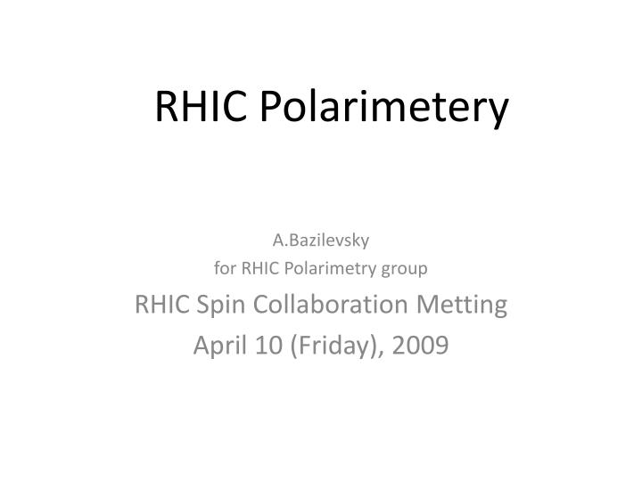 rhic polarimetery