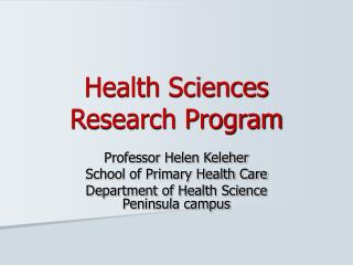 Health Sciences Research Program