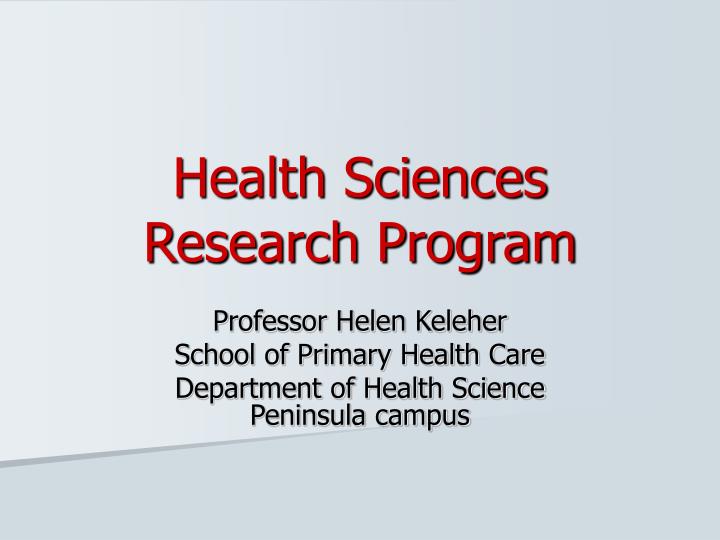 health sciences research program