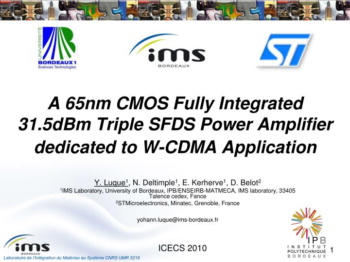 a 65nm cmos fully integrated 31 5dbm triple sfds power amplifier dedicated to w cdma application