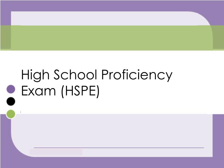 high school proficiency exam hspe