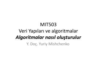 mit503 veri yap lar ve algoritmalar algoritmalar nas l olu turulur