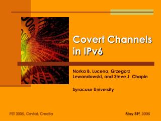 Covert Channels in IPv6