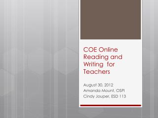 COE Online Reading and Writing for Teachers