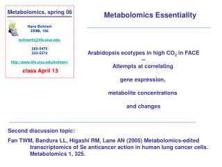 Metabolomics, spring 06