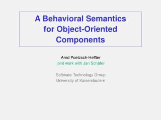 A Behavioral Semantics for Object-Oriented Components