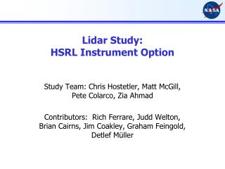 Lidar Study: HSRL Instrument Option