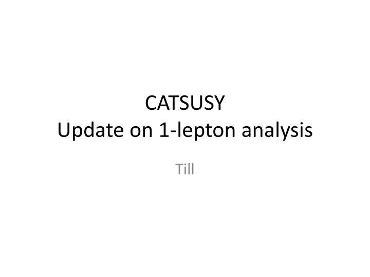 catsusy update on 1 lepton analysis