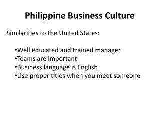 Philippine Business Culture