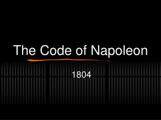 The Code of Napoleon